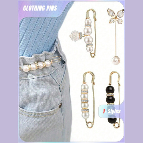 4pc pearl brooch buckle pin - brooch,
