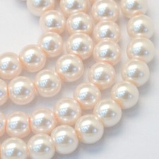 GLASS  FAUX PEARL BEADS ROUND