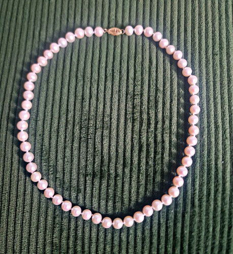 Pink pearl necklace 14ct gold - pearl,
