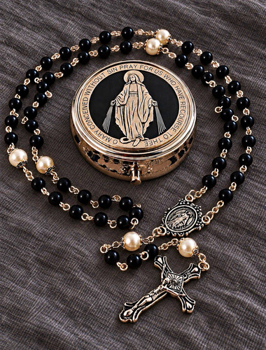 Black bead christian - bead, rosary