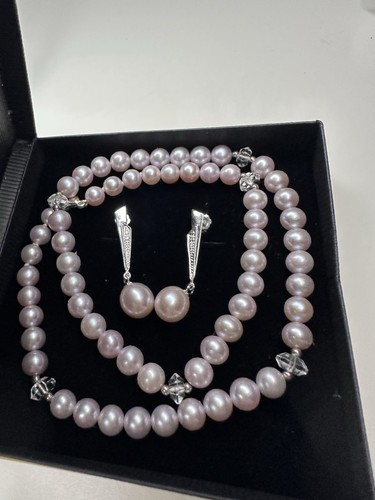 Pink pearls set 925 - , silver