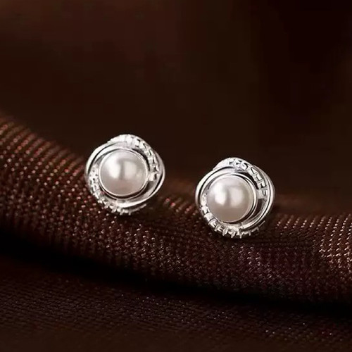 Crystal swirl pearl - crystal, stud