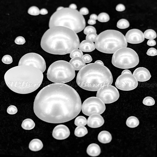 White flatback pearl beads - flatback,