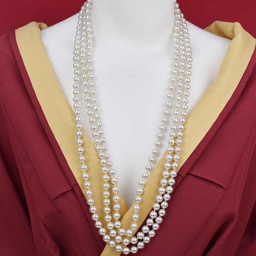 Pearl chain necklace - pearl, white