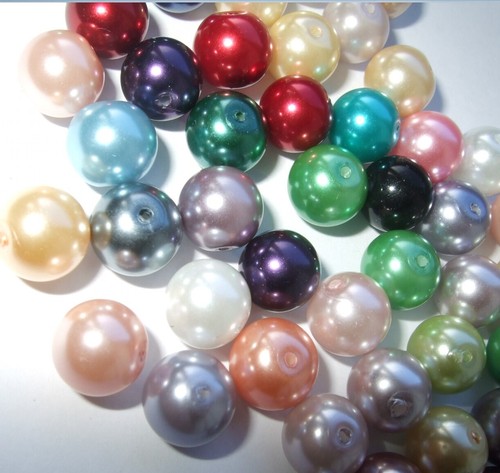 Glass faux pearl beads - ,
