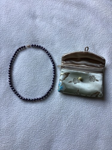 Honora black pearl necklace - black,