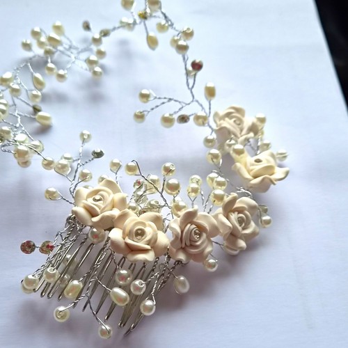 Bridal silver tone metal - metal, hair