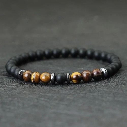 Men 6mm hematite onyx tiger - men's,