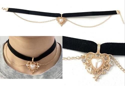 Gothic black lace necklace - black,