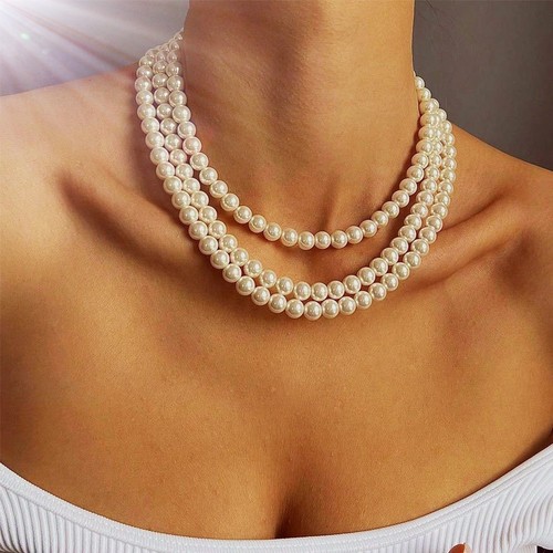 Layers pearl imitation - imitation, white